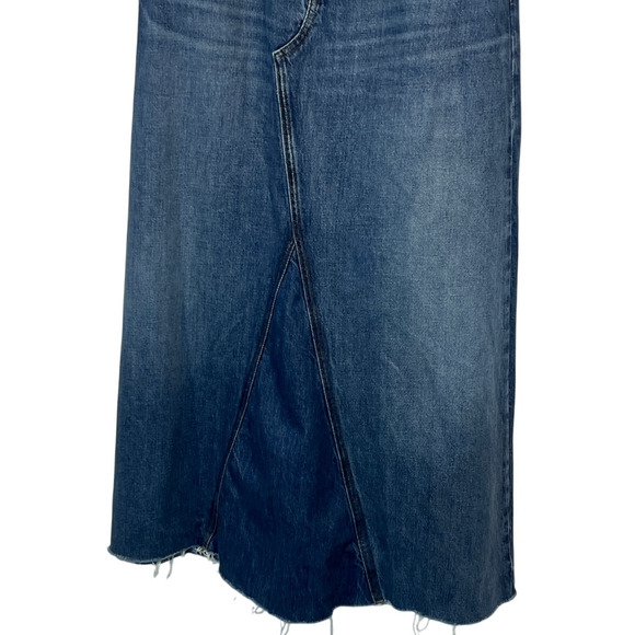 FRAME DENIM WOMENS SIZE 26 DOROTHY JEAN FRAYED HEM MIDI SKIRT BLUE NEW - Picture 6 of 11